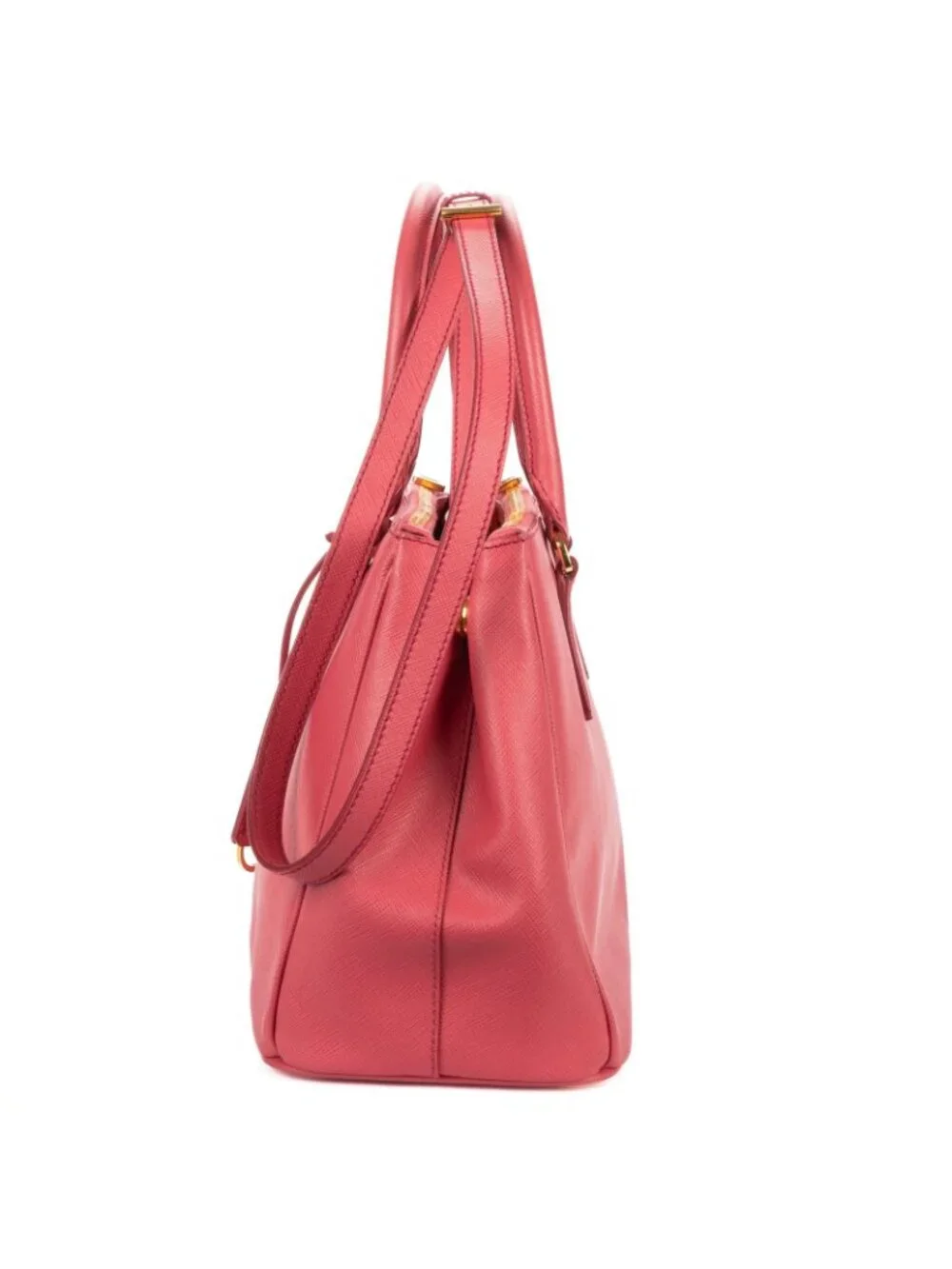 Prada Large Double Zip Galleria Tote Bag Pink Saffiano Leather